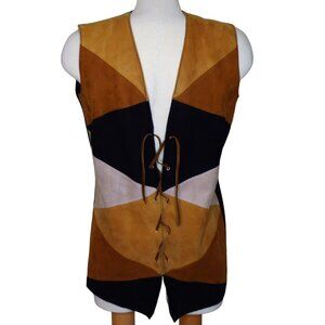 Vintage 70's Suede/Knit Lace-up Vest - Unisex